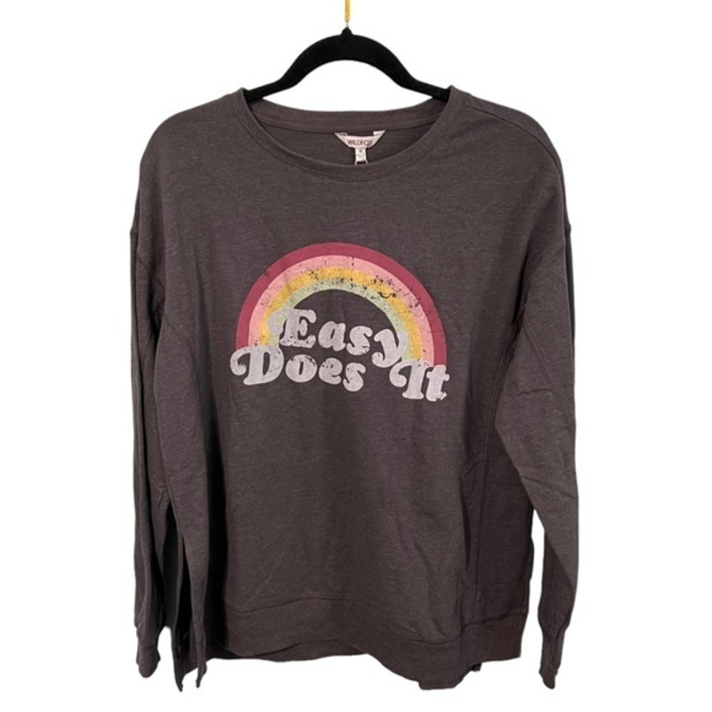 NWT Wildfox Dark Gray Long Sleeve Lightweight Sweater Size Medium